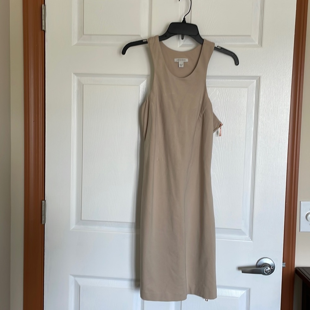 Boston Proper tan dress with side zipper, size 10